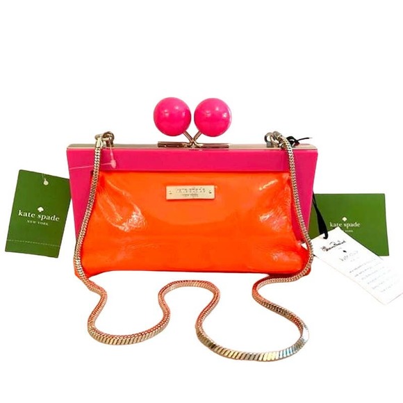 kate spade Handbags - NWT Kate Spade Little Shyla Hopper House pink & orange kisslock crossbody clutch